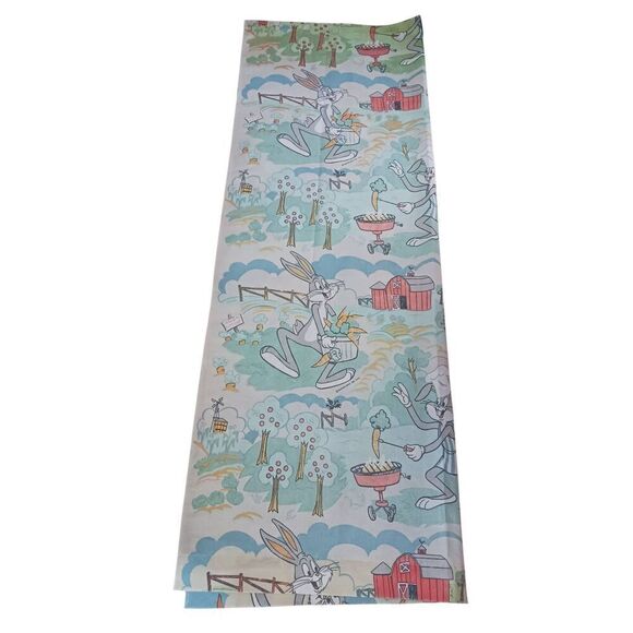 Real authentic 1976 Warner Brothers bugs bunny curtains repeated pattern RARE 63 - Picture 1 of 6